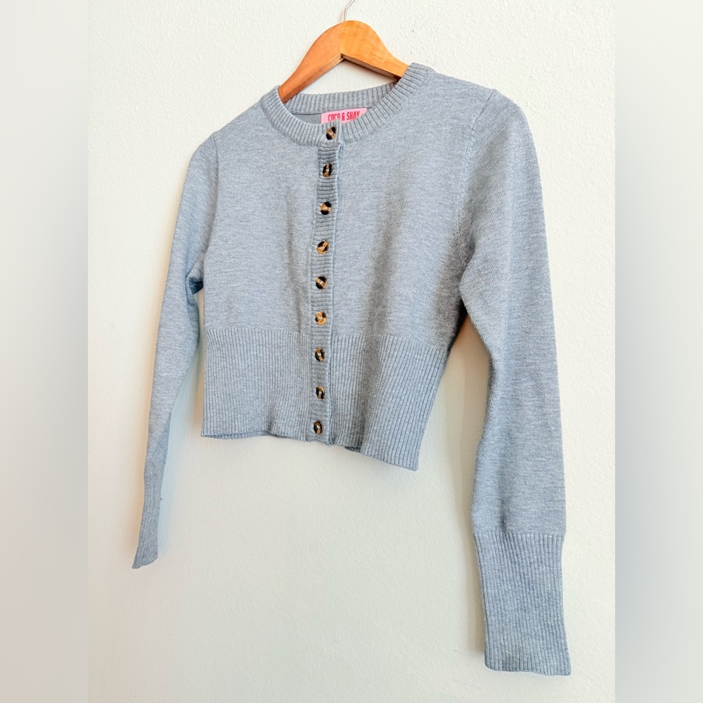 Coco & Shay Gray Button-Up Cardigan